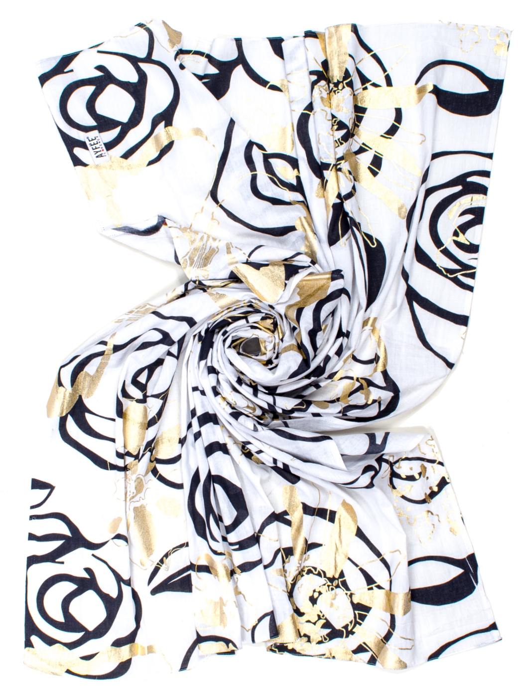 PAREO BICOLOR ROSES PRINT, 100X180  - WHITE